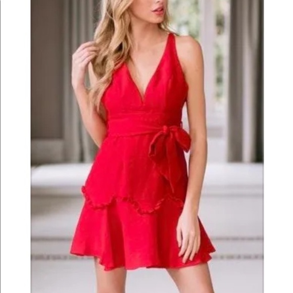 Selfie Leslie Red Ruffled Strappy Dress